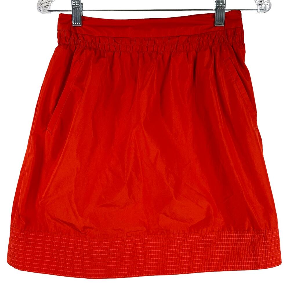 Piazza Sempione Red Mini Skirt Size 42 (US 6) EUC Slant Pockets Textured Hem
